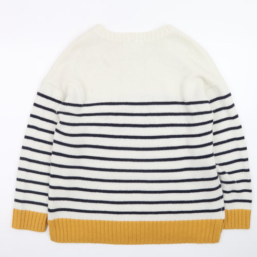 Next Womens Multicoloured L Striped Wool Blend Crew Neck Jumper