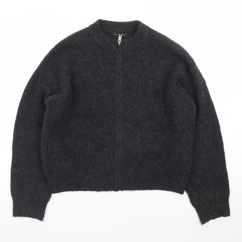 New Look Women's Black Small Chunky-Knit Full Zip Jumper