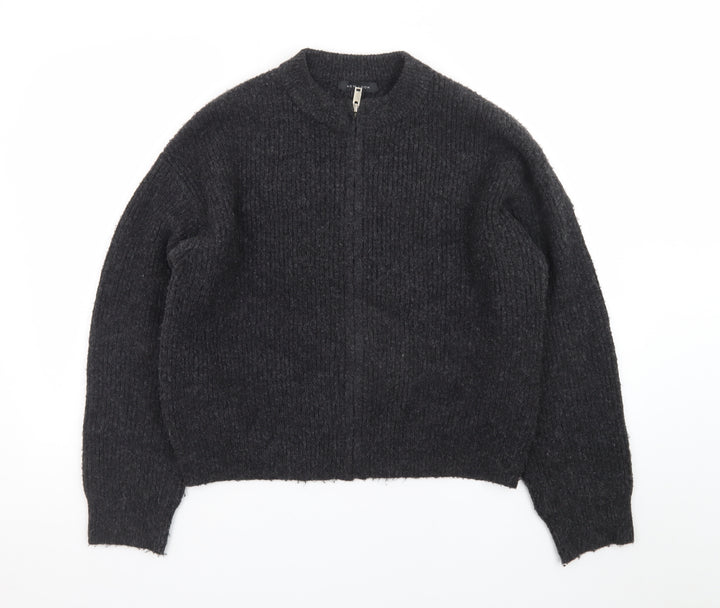New Look Women's Black Small Chunky-Knit Full Zip Jumper