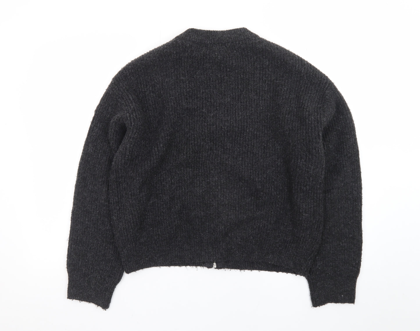 New Look Women's Black Small Chunky-Knit Full Zip Jumper