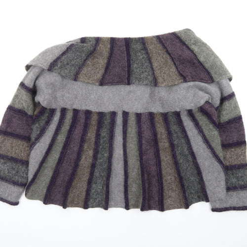 Marks and Spencer Per Una Women Grey Purple Striped Cardigan Size XL