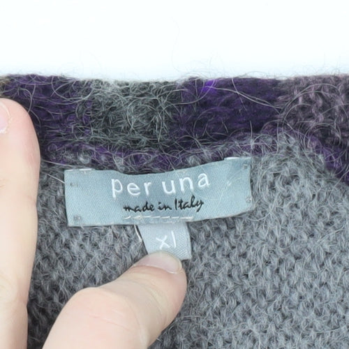 Marks and Spencer Per Una Women Grey Purple Striped Cardigan Size XL