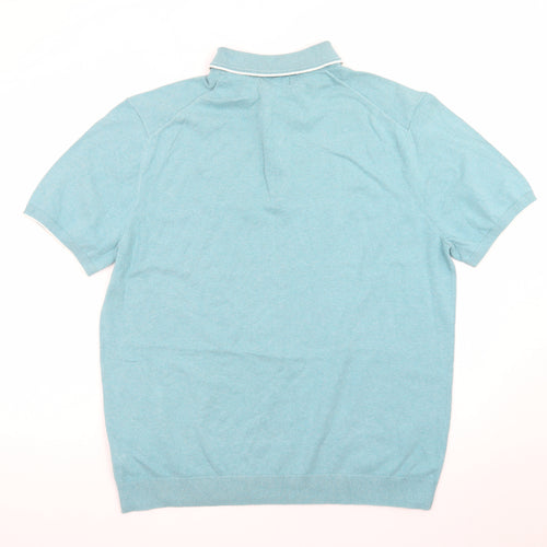 Marks and Spencer Men's Blue Cotton Rich Polo Shirt XL