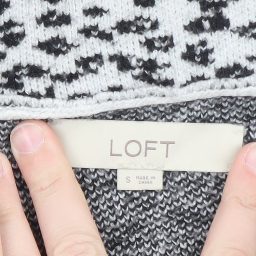 LOFT Women’s Grey Leopard Print High Neck Half Zip Jumper Size S