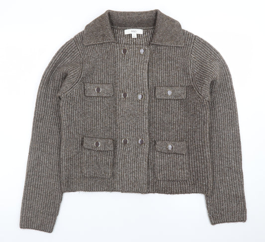 Marks and Spencer Women Brown Knit Cardigan Small Button Front Wool Blend