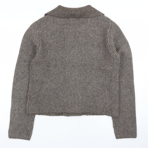 Marks and Spencer Women Brown Knit Cardigan Small Button Front Wool Blend