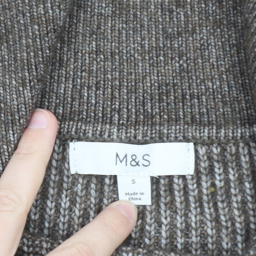 Marks and Spencer Women Brown Knit Cardigan Small Button Front Wool Blend