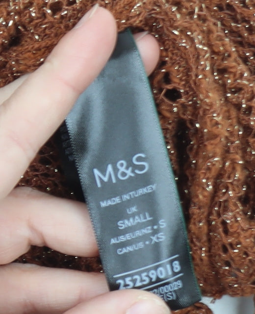 Marks and Spencer Women’s Brown Open-Knit Pullover Jumper Size S