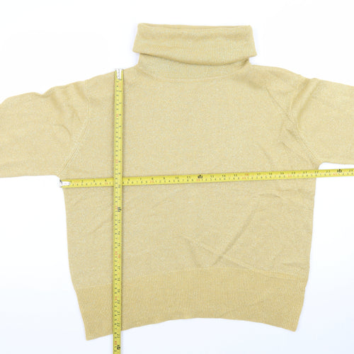 Dressbarn Women’s Gold Roll Neck Long Sleeve Knit Jumper Size L