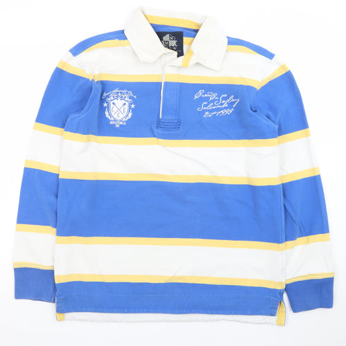 Crew Clothing Co. Men’s Blue Striped Long Sleeve Rugby Polo Shirt M