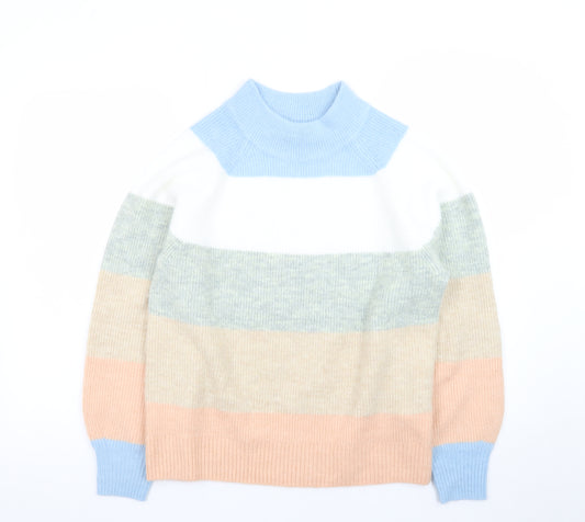 GAP Women’s Multicoloured Mock Neck Chunky Knit Jumper Size S