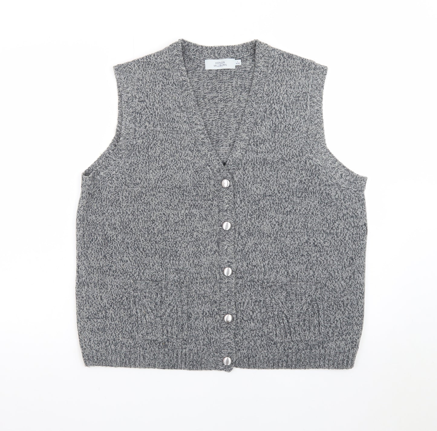 Honor Millburn Women's Grey Wool Blend Button Knit Vest L 18-20