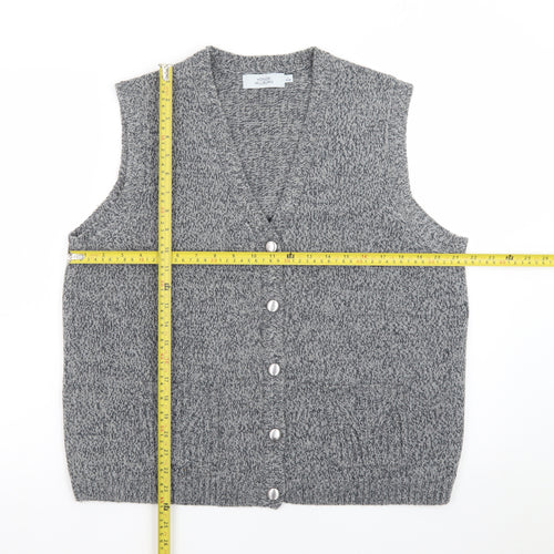 Honor Millburn Women's Grey Wool Blend Button Knit Vest L 18-20