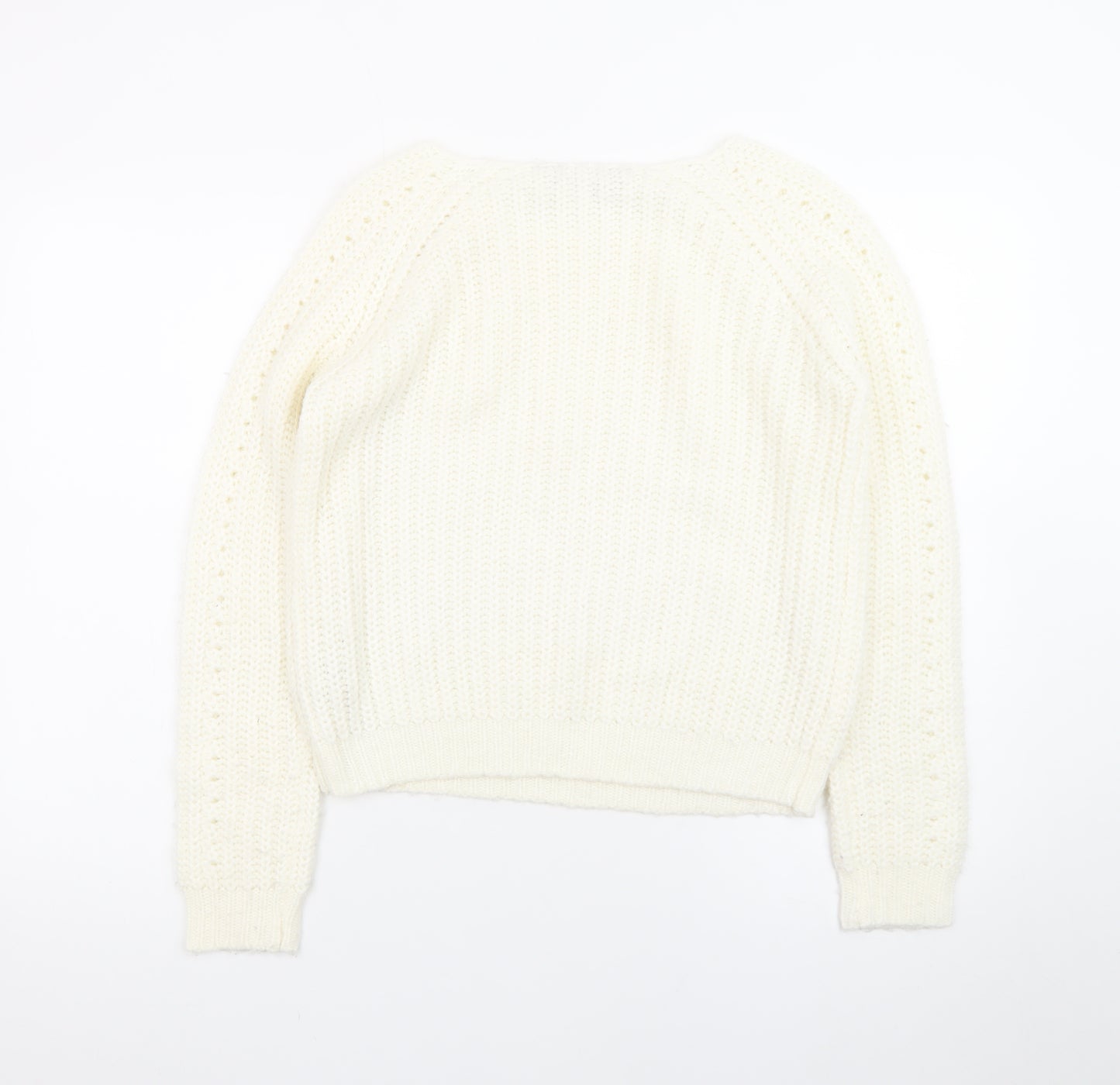 Dorothy Perkins Women Ivory Beaded Knit Jumper Size 10
