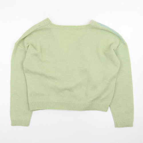 Native Youth Women Green XS Striped Button Cardigan Knit Jumper