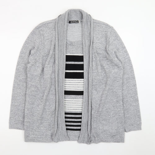 Envy Women Grey L Knit Long Sleeve Open Cardigan