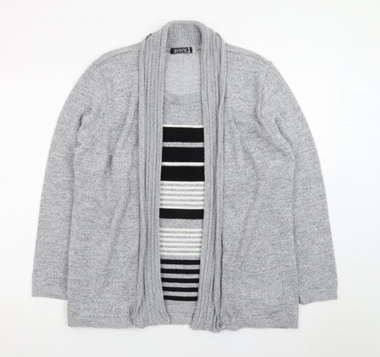 Envy Women Grey L Knit Long Sleeve Open Cardigan