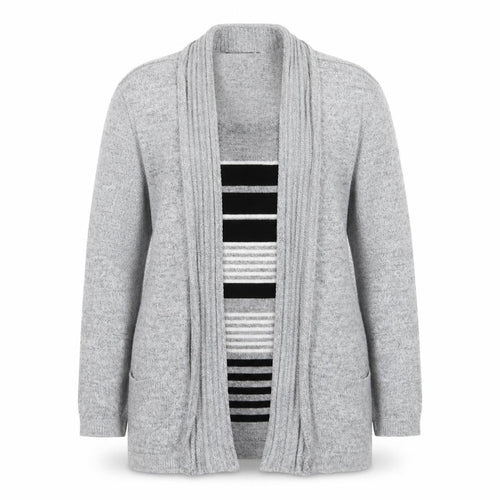 Envy Women Grey L Knit Long Sleeve Open Cardigan