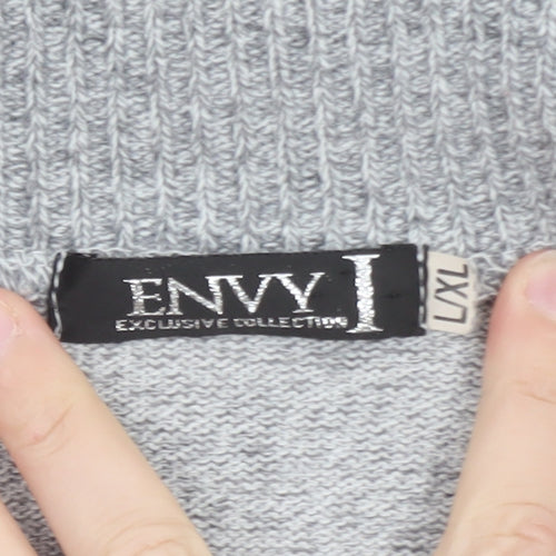 Envy Women Grey L Knit Long Sleeve Open Cardigan