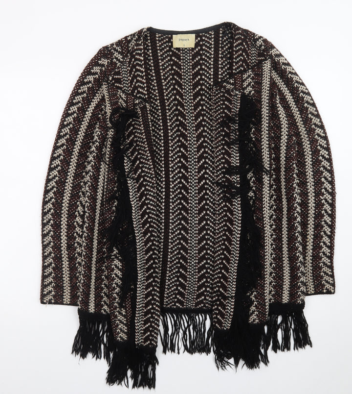 Papaya Women’s Multicoloured Fringe Open Knit Cardigan Size S
