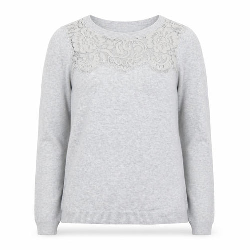 Wallis Women’s Grey Petite Lace Crew Neck Jumper Size 8
