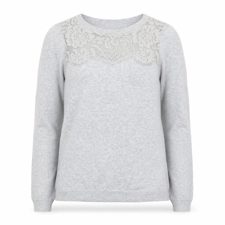 Wallis Women’s Grey Petite Lace Crew Neck Jumper Size 8