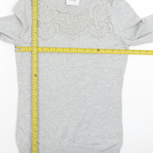 Wallis Women’s Grey Petite Lace Crew Neck Jumper Size 8