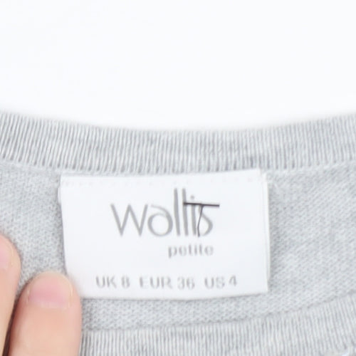 Wallis Women’s Grey Petite Lace Crew Neck Jumper Size 8