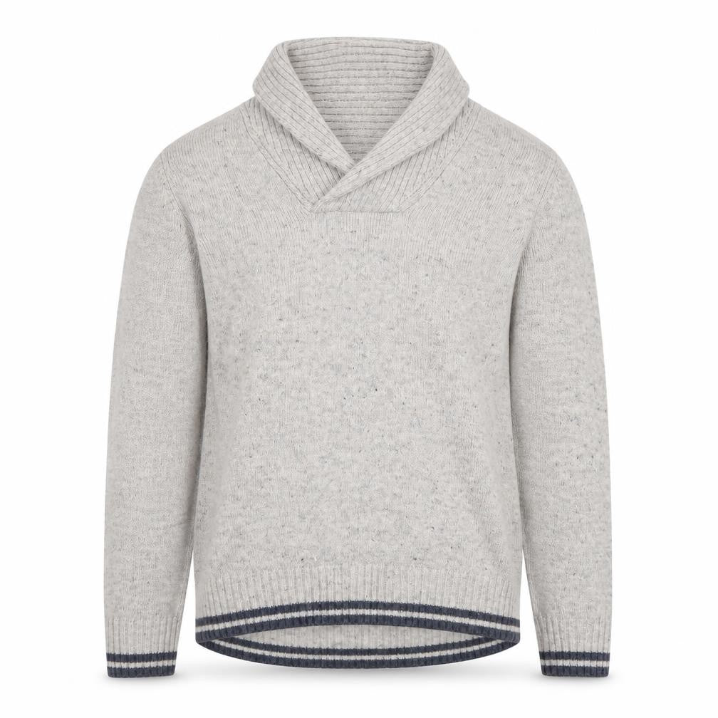 Front view of Marks & Spencer Men's Grey Lambswool Rich Shawl Collar Jumper M