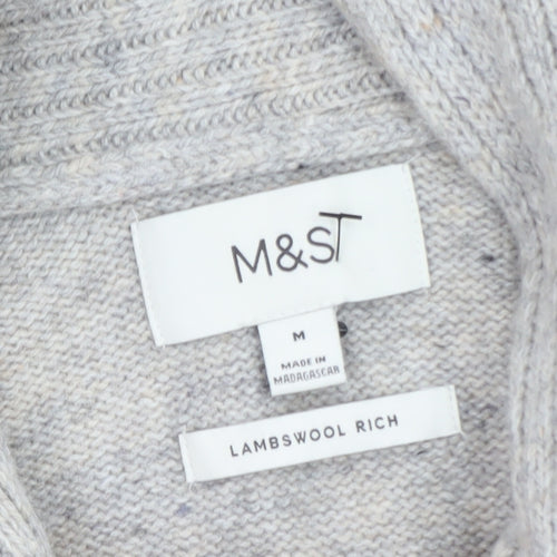Marks and Spencer Men's Grey Lambswool Rich Shawl Collar Jumper M