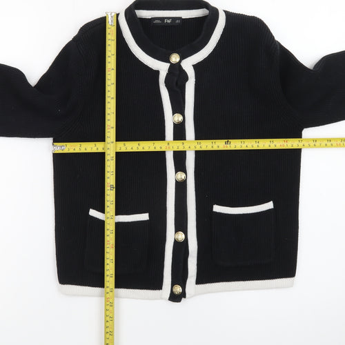 F&F Women's Black Contrast Trim Button Cardigan Size S