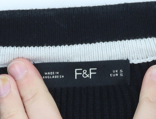 F&F Women's Black Contrast Trim Button Cardigan Size S