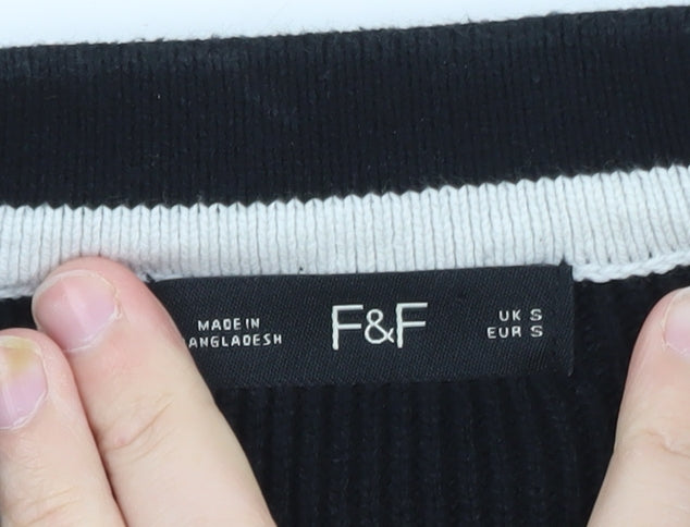 F&F Women's Black Contrast Trim Button Cardigan Size S