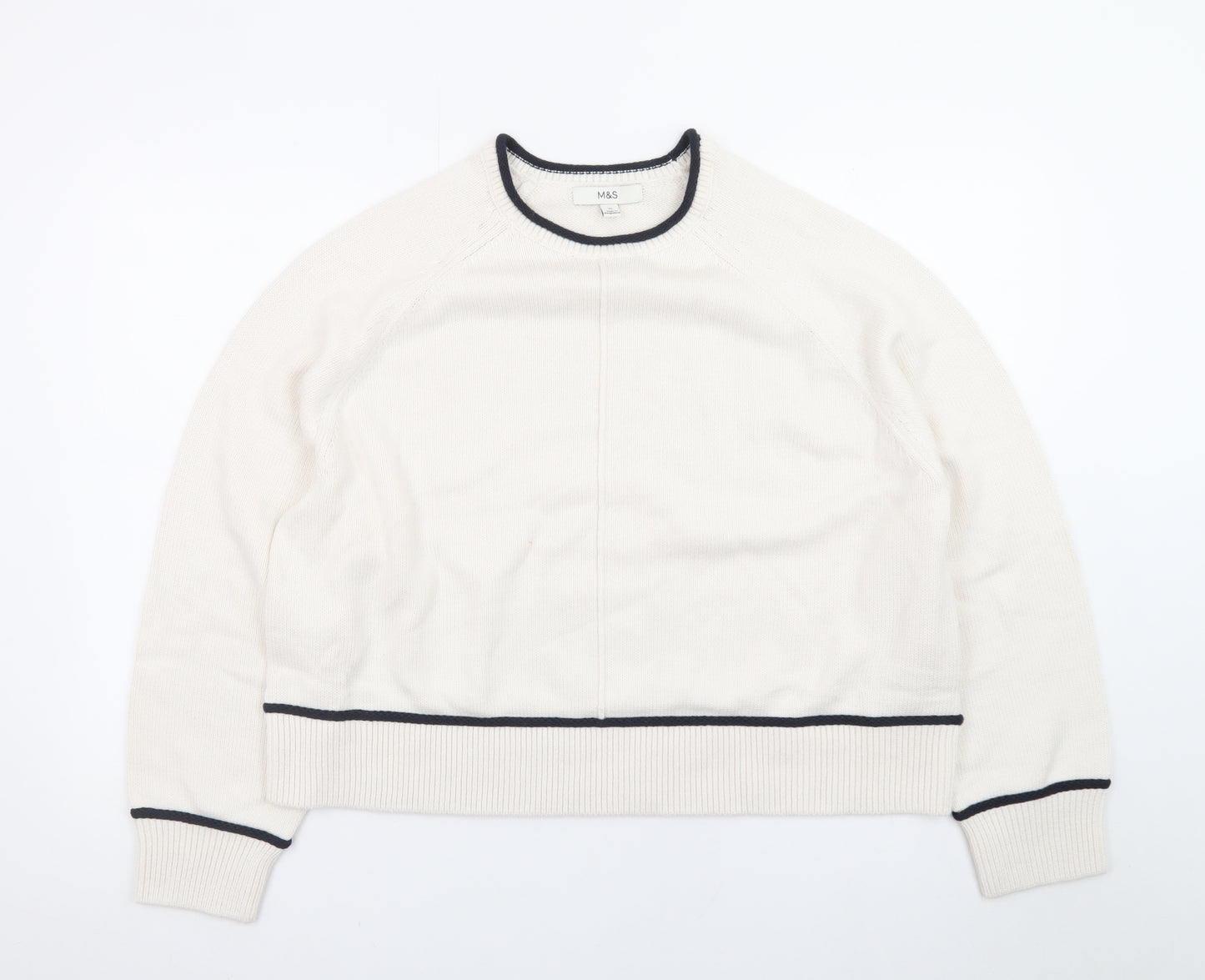 Marks and Spencer Women Ivory XL Crew Neck Pullover Jumper