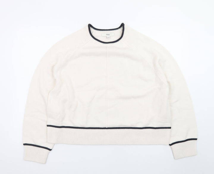 Marks and Spencer Women Ivory XL Crew Neck Pullover Jumper