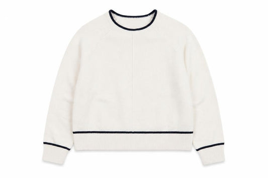 Front view of Marks & Spencer Women Ivory XL Crew Neck jumper
