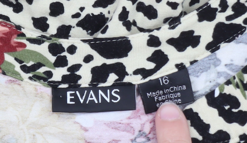 Evans Women's Multicoloured Floral Animal Print Tunic Blouse Size 16