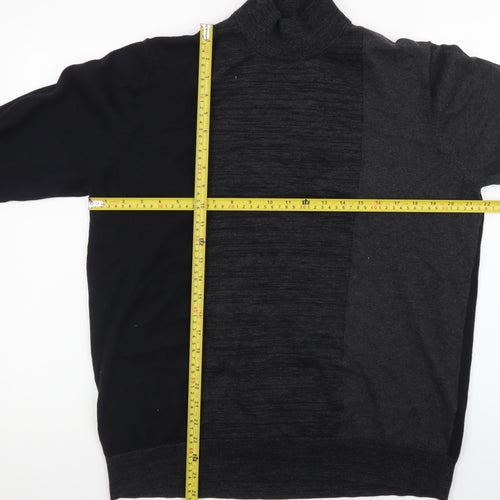 Burton Menswear London Women's Grey Black XL Roll Neck Colour Block Jumper