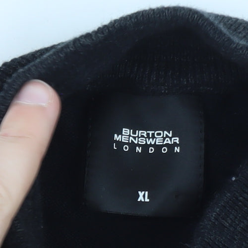 Burton Menswear London Women's Grey Black XL Roll Neck Colour Block Jumper