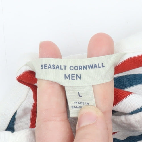 Seasalt Cornwall Men's Multicoloured Striped Long Sleeve T-Shirt L