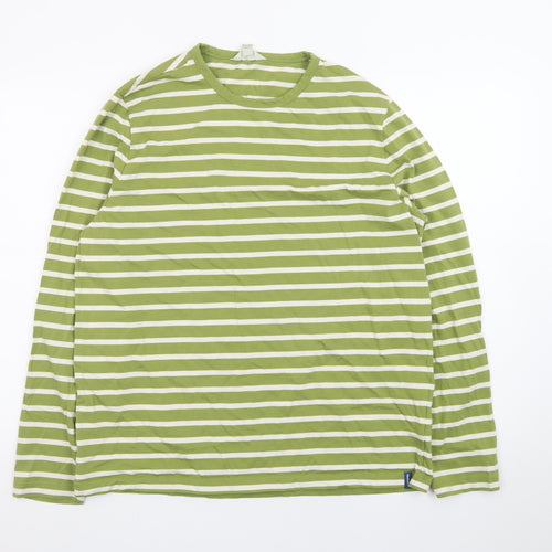 Seasalt Cornwall Green White Striped Long Sleeve Cotton T-Shirt L