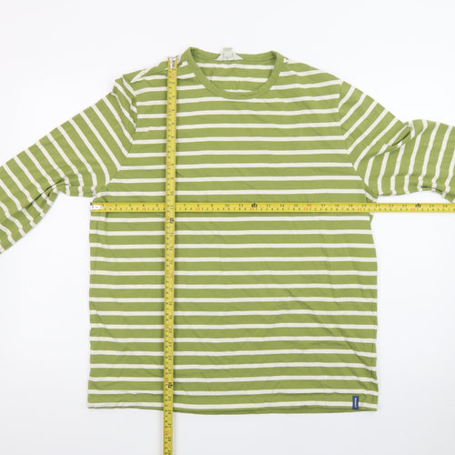 Seasalt Cornwall Green White Striped Long Sleeve Cotton T-Shirt L