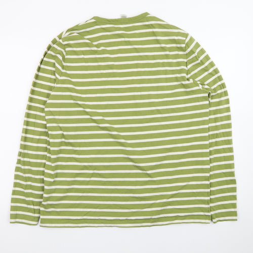 Seasalt Cornwall Green White Striped Long Sleeve Cotton T-Shirt L