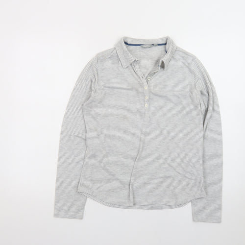 Rohan Women's Grey Striped Long Sleeve Polo Shirt Size 12