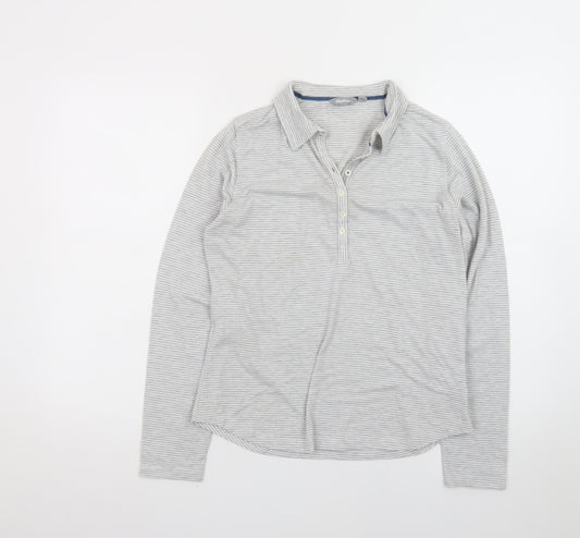 Rohan Women's Grey Striped Long Sleeve Polo Shirt Size 12