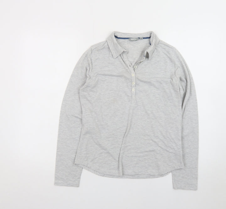 Rohan Women's Grey Striped Long Sleeve Polo Shirt Size 12