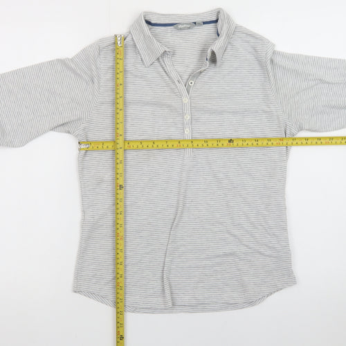 Rohan Women's Grey Striped Long Sleeve Polo Shirt Size 12