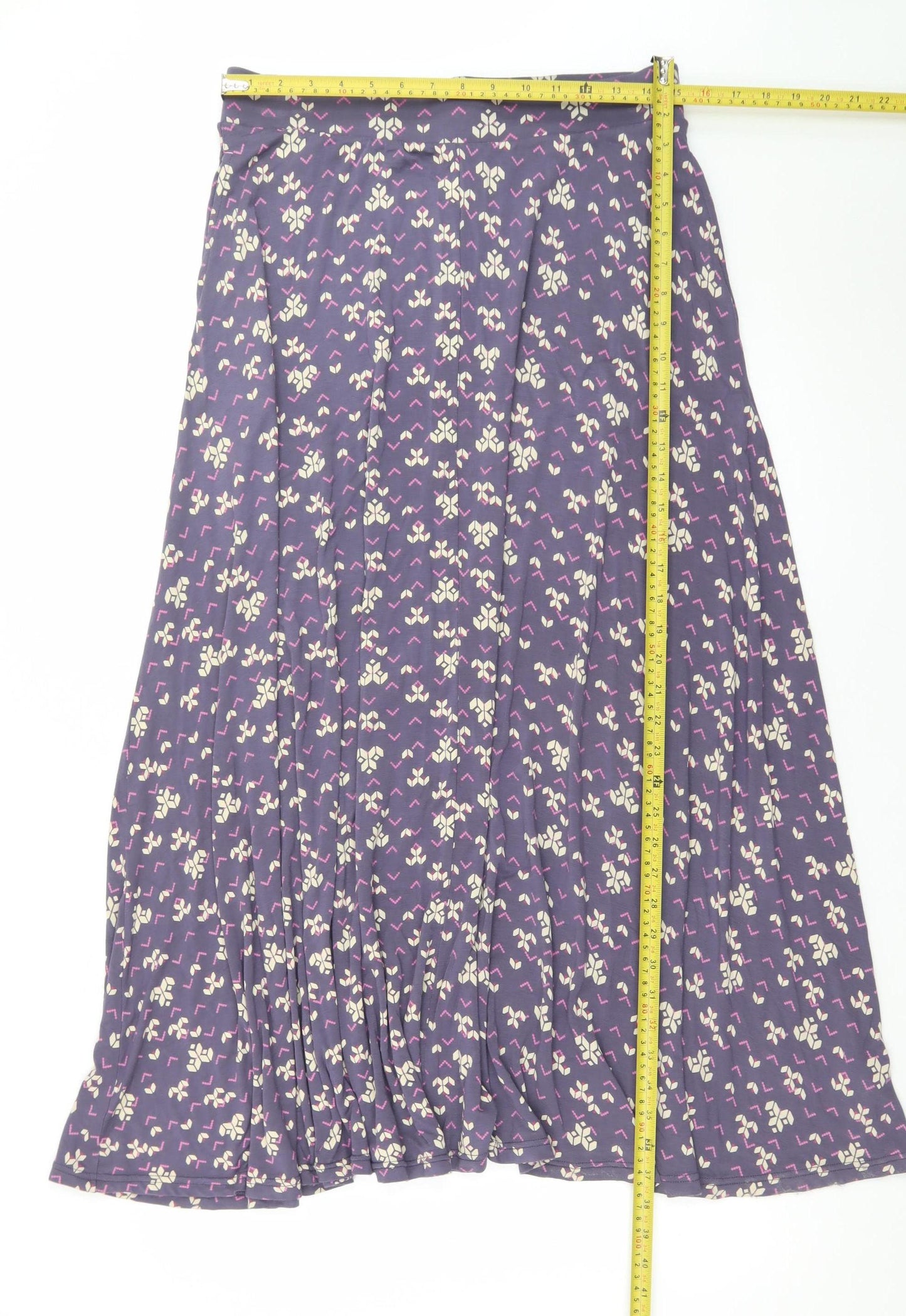 White Stuff Womens Purple Geometric A-Line Midi Skirt Size 12
