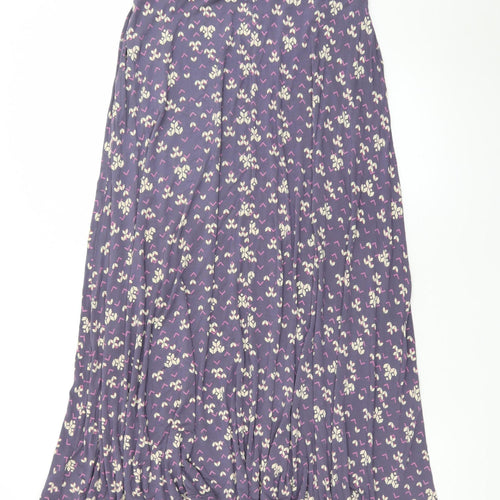 White Stuff Womens Purple Geometric A-Line Midi Skirt Size 12