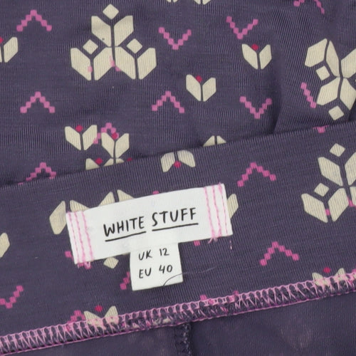 White Stuff Womens Purple Geometric A-Line Midi Skirt Size 12